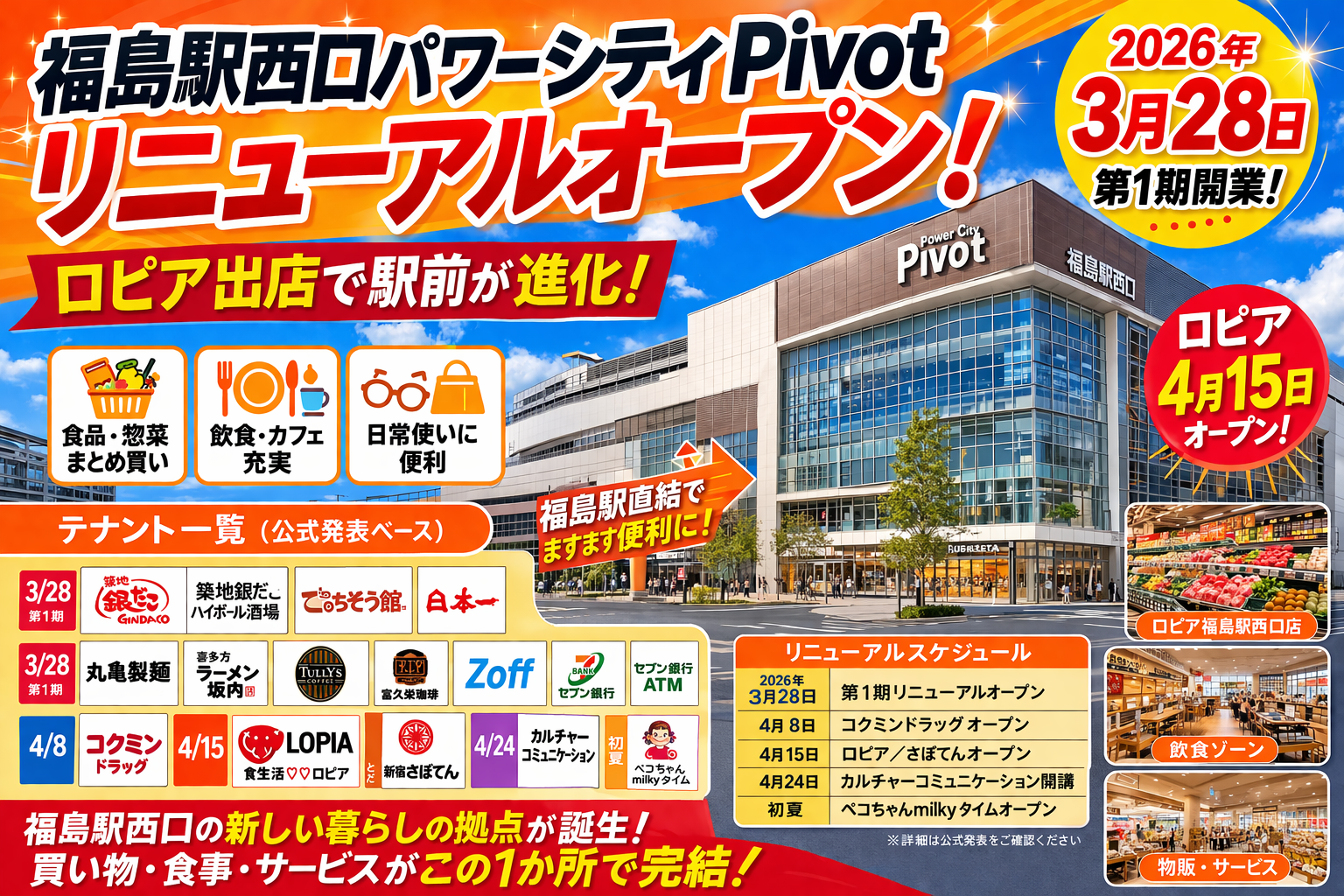 福島駅西口パワーシティPivotリニューアルオープン