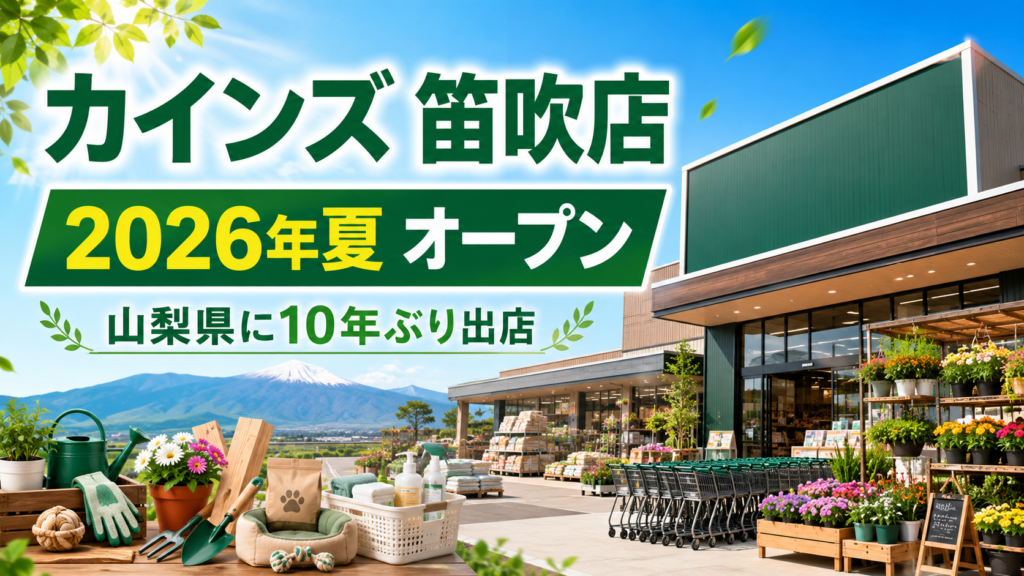中部 全国商業施設オープン情報 カインズ笛吹店が2026年夏オープン